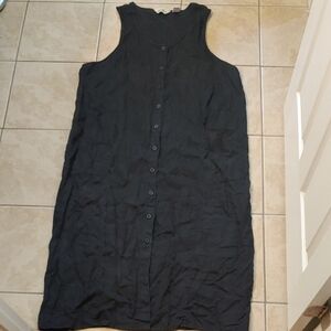 Eddie Bauer Black Linen Button Front Dress Women's Size XXL Tall